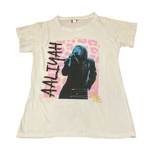 Popular Sports Aaliyah Graphic T-Shirt White Pink Leopard Print Women 1X